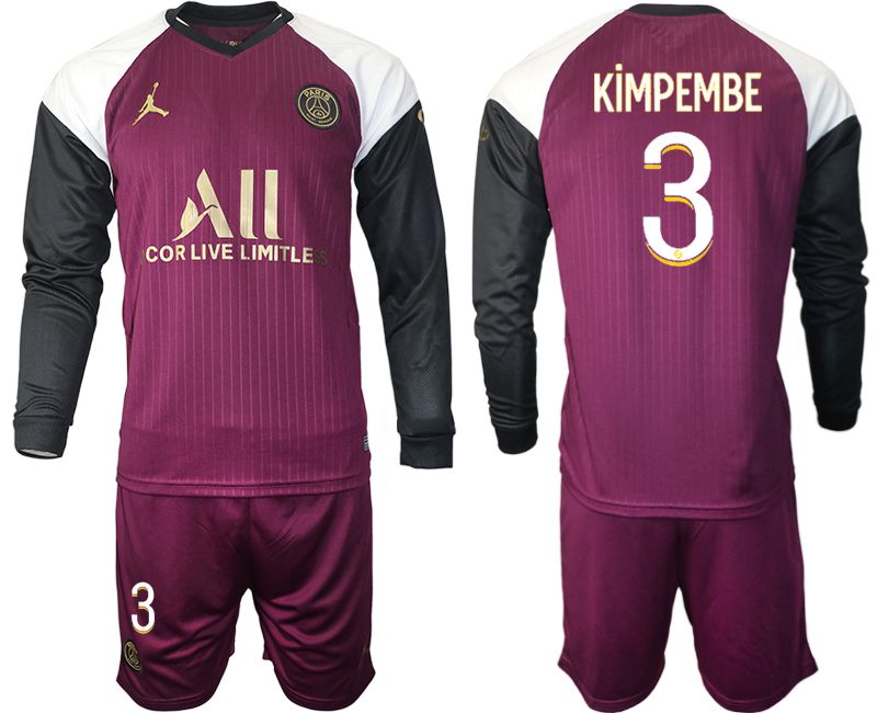 Men 2020-2021 club Paris St German Jordan white long sleeves #3 Soccer Jerseys->paris st german jersey->Soccer Club Jersey